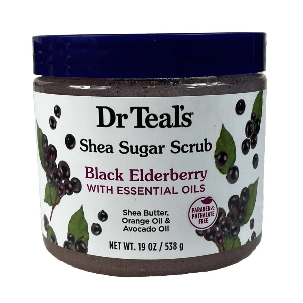 Dr. Teal's Shea Sugar Scrub Black Elderberry with Essential Oils 19 oz